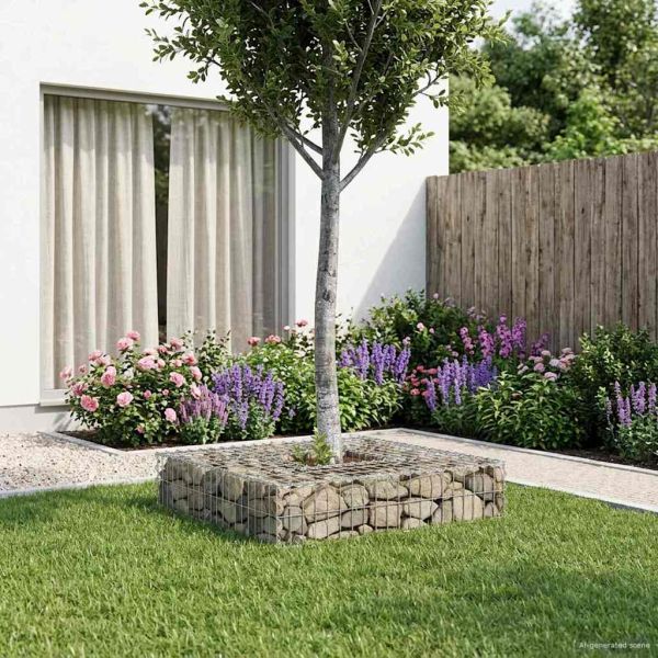 Габиона повдигнато легло Сребрист