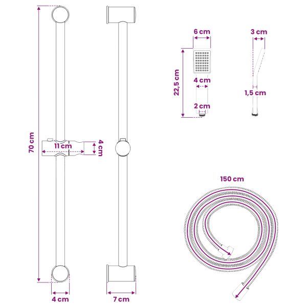 Комплект душ система Хром 70 cm Неръждаема стомана