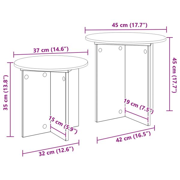 Комплект помощни маси 2 pcs Пушена Дъб