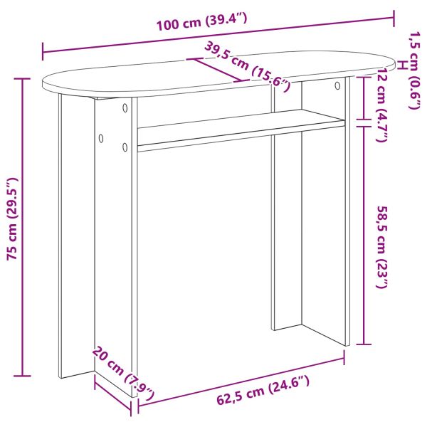 Конзолна маса Дъб артизан 100 x 39,5 x 75 см
