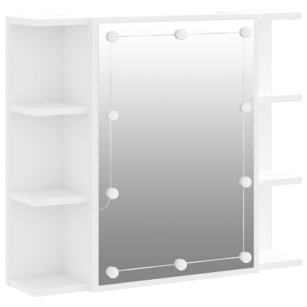 Огледален шкаф с LED, бял, 70x16,5x60 см