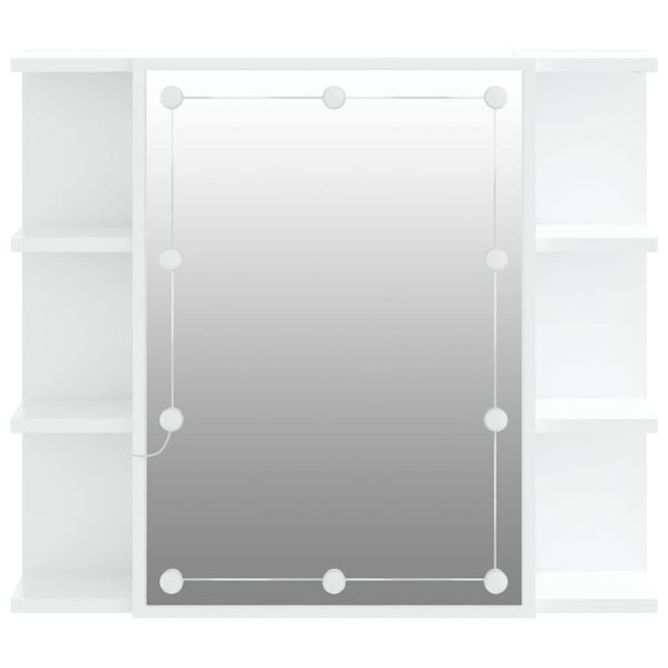 Огледален шкаф с LED, бял, 70x16,5x60 см
