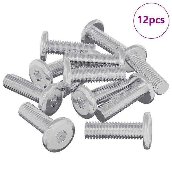 Винт 12 pcs Сребрист 8 х 25 мм Стомана