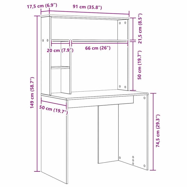 Бюро Димян дъб 91 x 50 x 149 см Инженерна дървесина