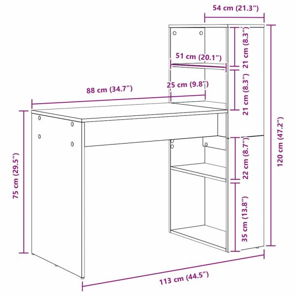 Бюро Дъб Инженерна дървесина 113 x 54 x 120 см