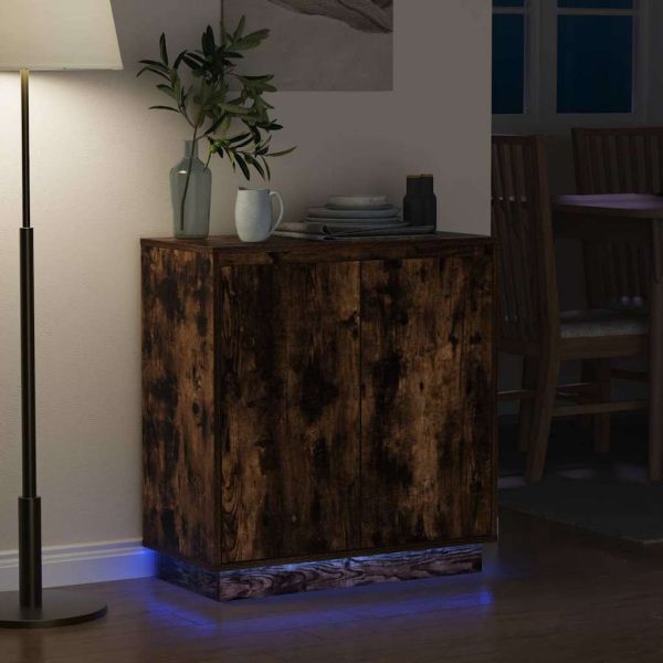 LED конзолна маса Опушен дъб 71 x 34,5 x 75 см