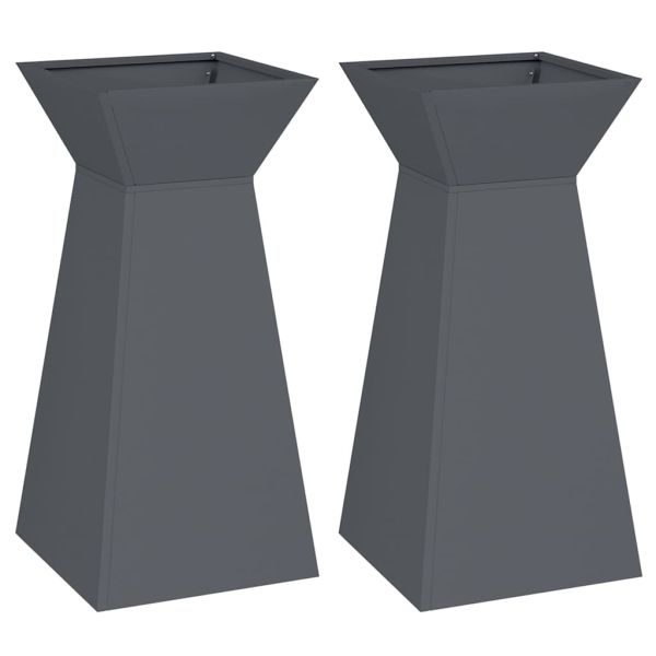 Саксия с колона 2 бр. Антрацит 35 x 35 x 73 см