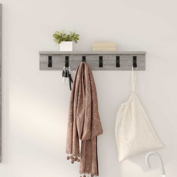 Стенен закачалка за палта Сив Сонома 60 x 10,5 x 10,5 см
