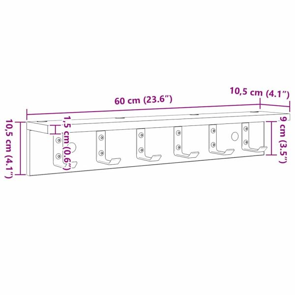 Стенен закачалка за палта Дъб 60 x 10,5 x 10,5 см