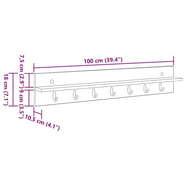 Стенен закачалка за палта Черния дъб 100 x 10,5 x 18 см