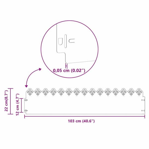 Ограничители за тревни площи 20 бр. 103 x 0,05 x 22 см