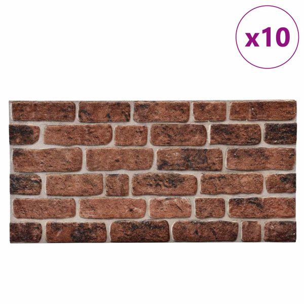 Стенни панели 10 бр. 100 x 50 cm Кафяв кирпич EPS пяна