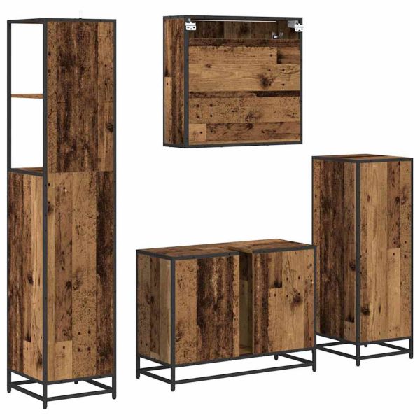Комплект мебели за баня 4 pcs Старо дърво Инженерно дърво