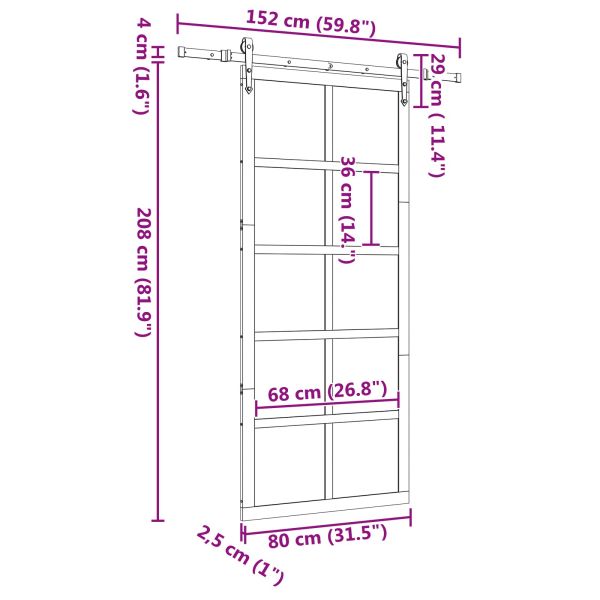 Преплъзваща се врата Натурално 80 x 208 см