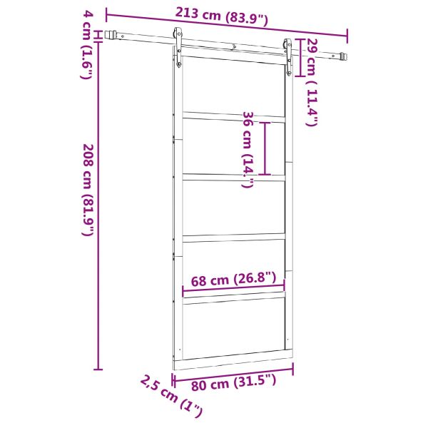 Преплъзваща се врата Натурално 80 x 208 см