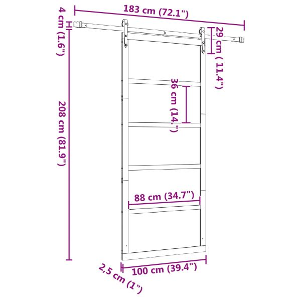 Преплъзваща се врата Натурално 100 x 208 см