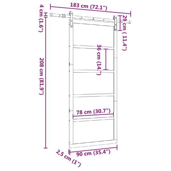 Преплъзваща се врата Натурално 90 x 208 см