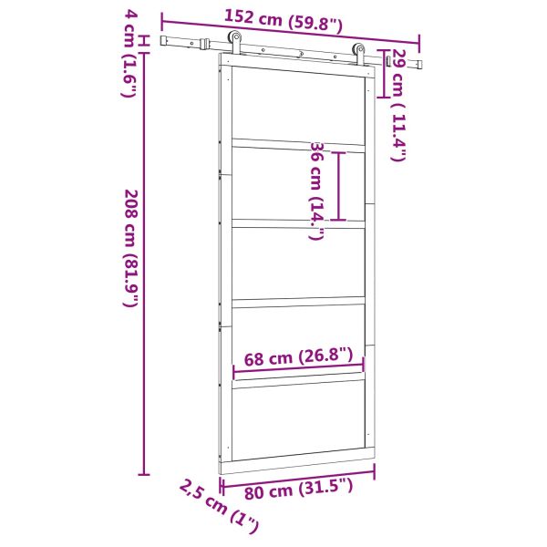Преплъзваща се врата Натурално 80 x 208 см