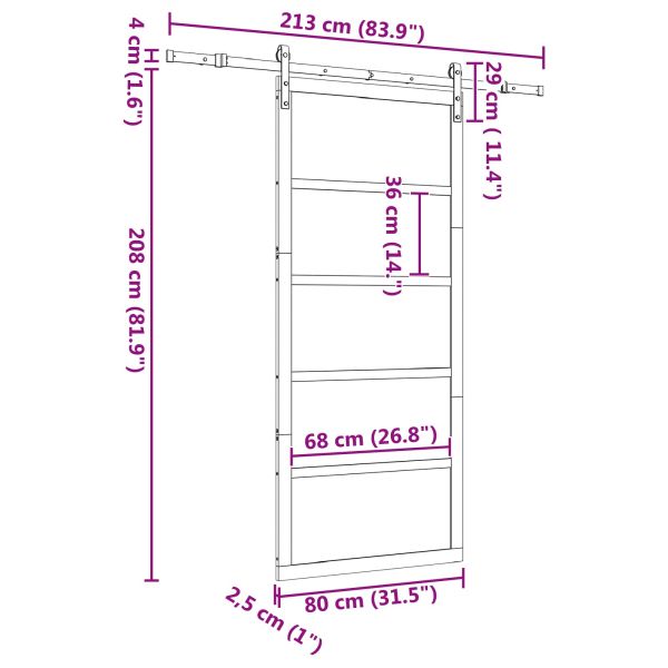 Преплъзваща се врата Натурално 80 x 208 см