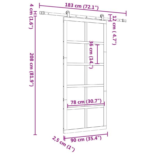 Преплъзваща се врата Натурално 90 x 208 см