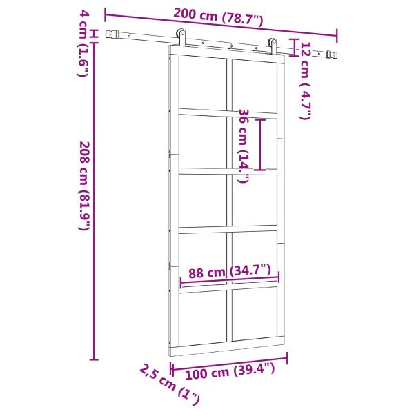 Преплъзваща се врата Натурално 100 x 208 см