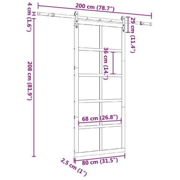 Преплъзваща се врата Натурално 80 x 208 см