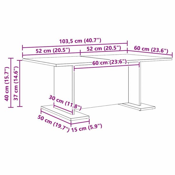 Масичка за кафе Черен дъб 103.5 x 60 x 40 см