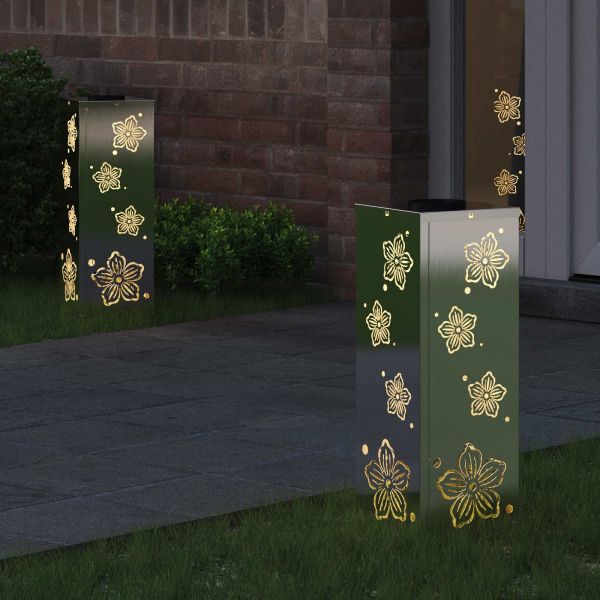 Соларна LED светлина за пътека 2 pcs Топло бяло 18 x 18 x 50 см