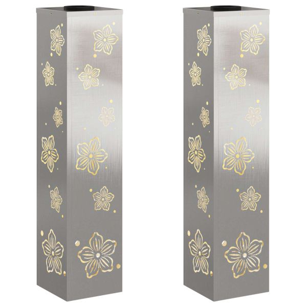 Соларна LED светлина за пътека 2 pcs Топло бяло 18 x 18 x 80 см