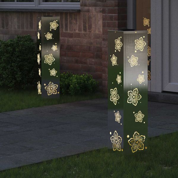Соларна LED светлина за пътека 2 pcs Топло бяло 18 x 18 x 80 см