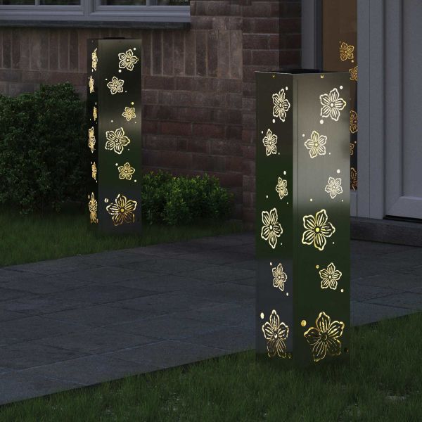 Соларна LED светлина за пътека 2 pcs Топло бяло 18 x 18 x 80 см
