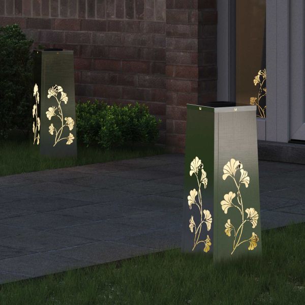 Соларна LED светлина за пътека 2 pcs Топло бяло 18 x 18 x 50 см