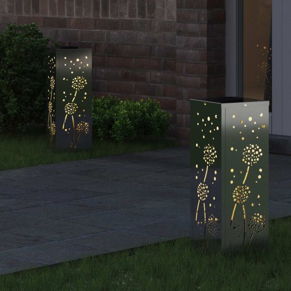 Соларна LED светлина за пътека 2 бр. Топло бяло 18 x 18 x 50 см