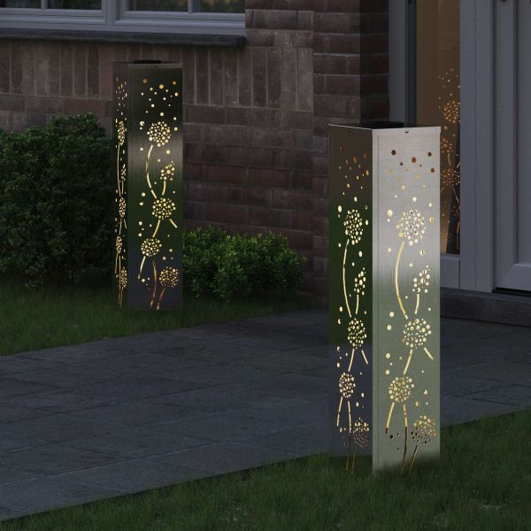 Соларна LED светлина за пътека 2 pcs Топло бяло 18 x 18 x 80 см
