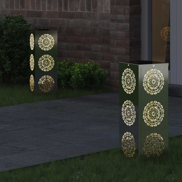 Соларна LED светлина за пътека 2 бр. Топло бяло 18 x 18 x 50 см