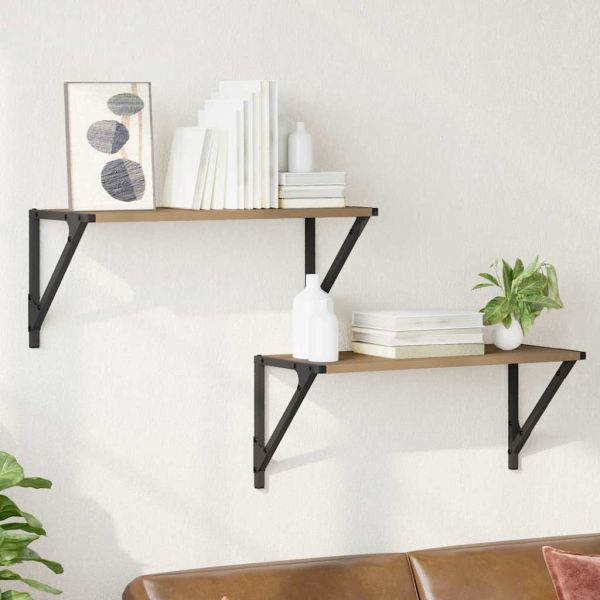 Стени за рафтове Монтиране на стена 2 бр. Дъб 60 x 25 x 25,5 cm