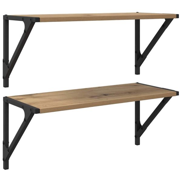 Стени за рафтове Монтиране на стена 2 бр. Дъб 60 x 25 x 25,5 cm