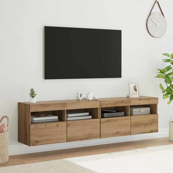 Кабинети за телевизор на стената 2 pcs Дъб 80 х 30 х 40 см