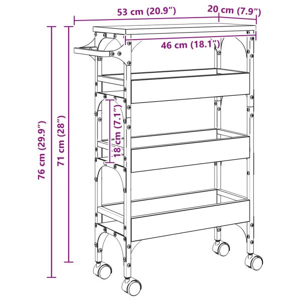 Кухненска количка Сонома дъб 53 x 20 x 76 см