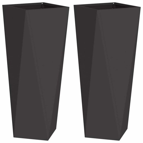 Кашпа 2 pcs Черно 30 x 30 x 75 см Стомана