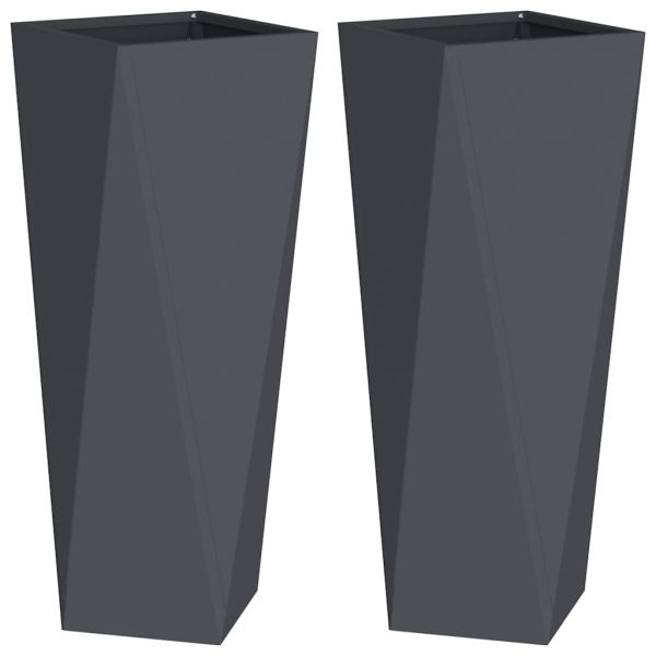 Кашпа 2 pcs Антрацит 30 x 30 x 75 см Стомана