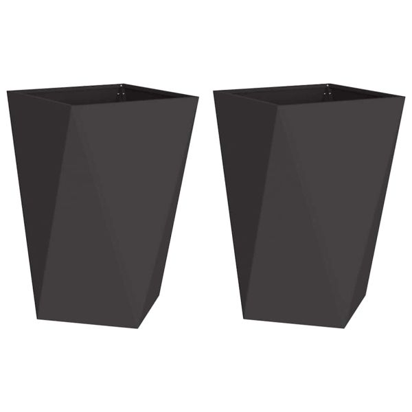 Кашпа 2 pcs Черно 50 x 50 x 75 cm Стомана