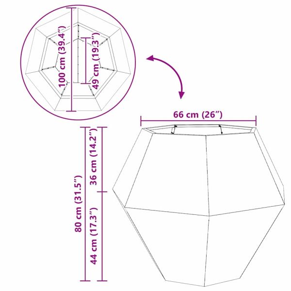 Кашпа Маслиненозелено 100 x 100 x 80 см Стомана