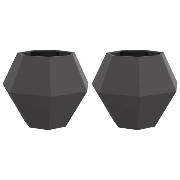 Кашпа 2 pcs Черно 75 x 75 x 60 см Стомана