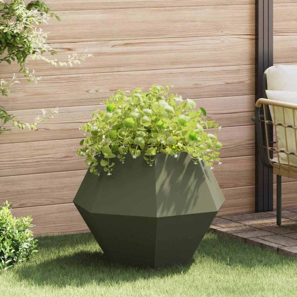 Кашпа Маслиненозелено 75 x 75 x 60 см Стомана