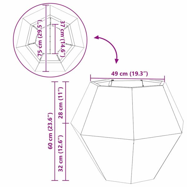 Кашпа Маслиненозелено 75 x 75 x 60 см Стомана
