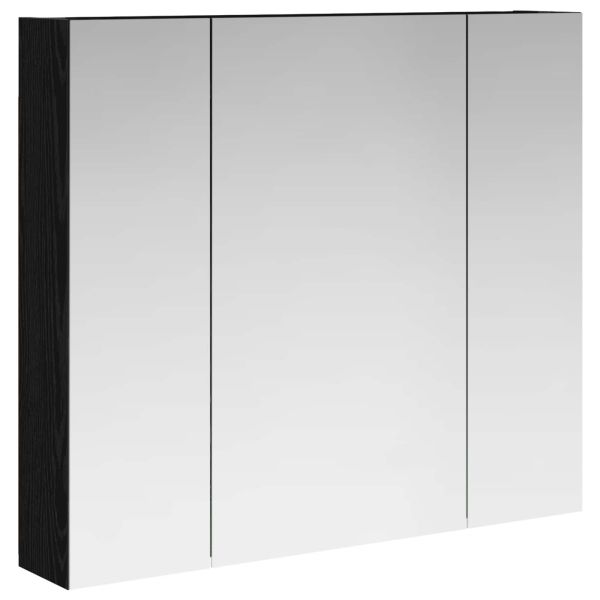 Шкаф с огледало за баня с рафт Черния дъб 80 x 14.5 x 70 см