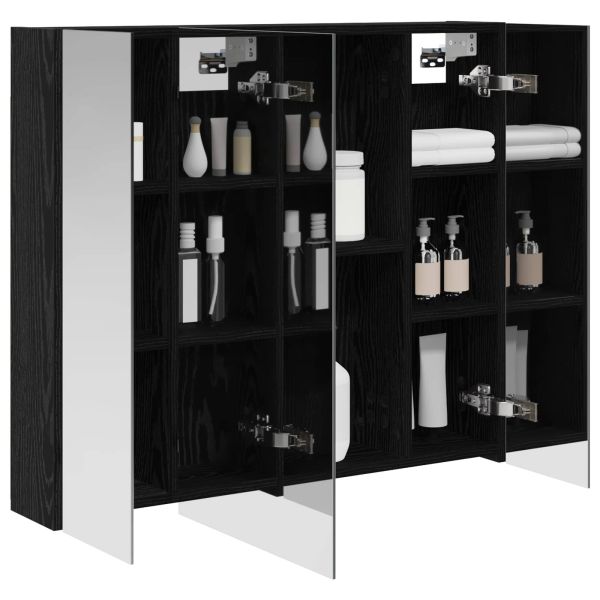 Шкаф с огледало за баня с рафт Черния дъб 80 x 14.5 x 70 см