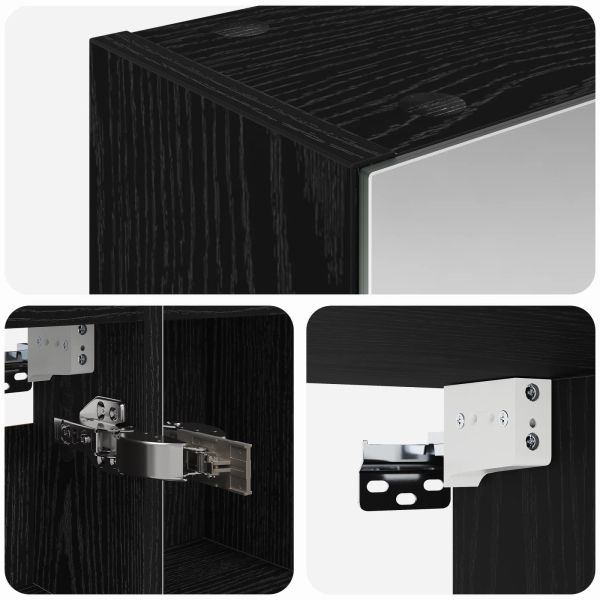 Шкаф с огледало за баня с рафт Черния дъб 80 x 14.5 x 70 см
