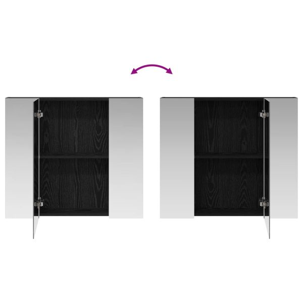 Шкаф с огледало за баня с рафт Черния дъб 80 x 14.5 x 70 см